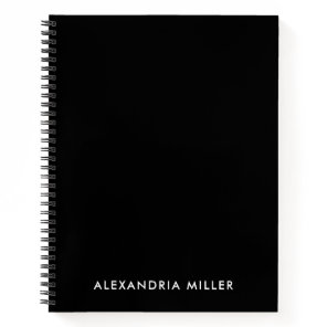 Personalized Black Monogram Spiral Notebook
