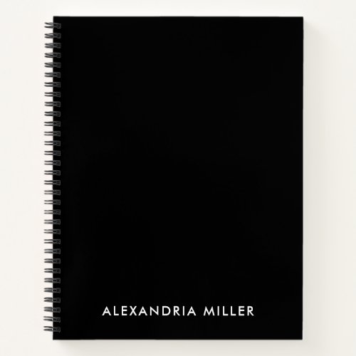 Personalized Black Monogram Spiral Notebook