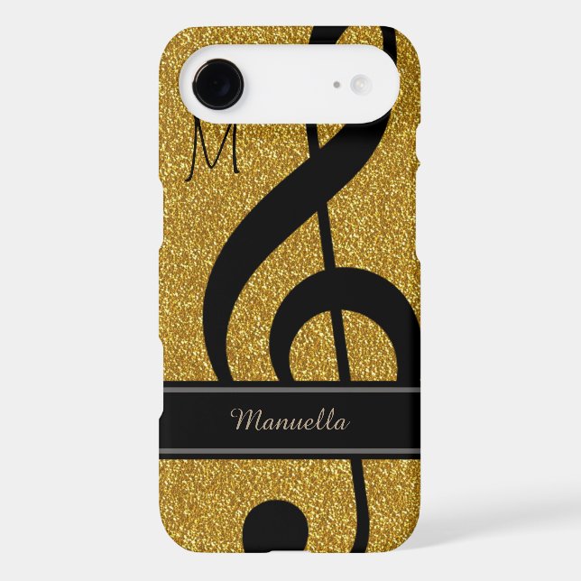 personalized black musical note on golden Case-Mate iPhone case (Back)