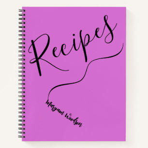 Personalized Black Name (Recipe Journal) Orchid Notebook