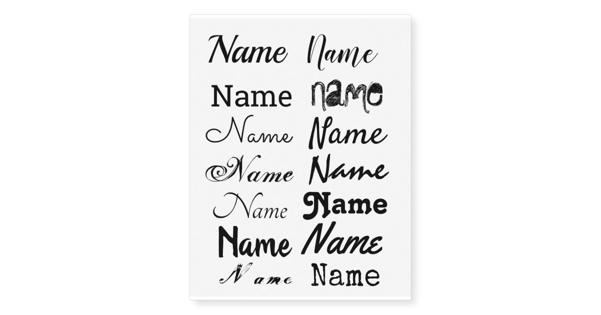 Personalized black name temporary tattoos Zazzle