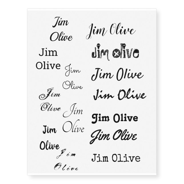 Personalized black name temporary tattoos (Front)