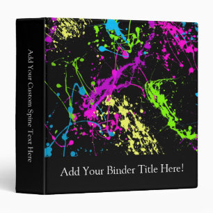 Personalized Black/Neon Splatter 3 Ring Binder