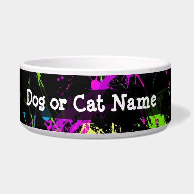 Personalized Black/Neon Splatter Bowl (Left)