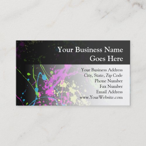 Personalized BlackNeon Splatter Business Card
