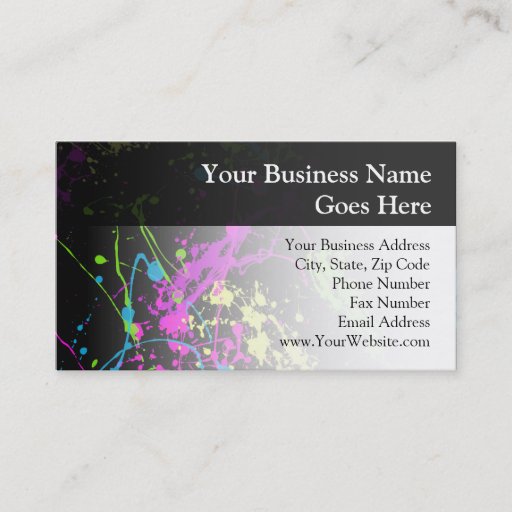 Customizable Personalized Black/Neon Splatter Business Card Template