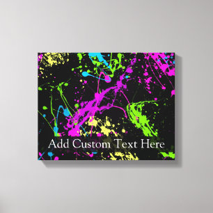 Personalized Black/Neon Splatter Canvas Print