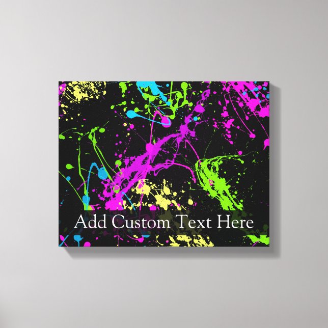 Personalized Black/Neon Splatter Canvas Print (Front)
