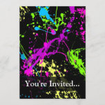 Personalized Black/Neon Splatter Invitation