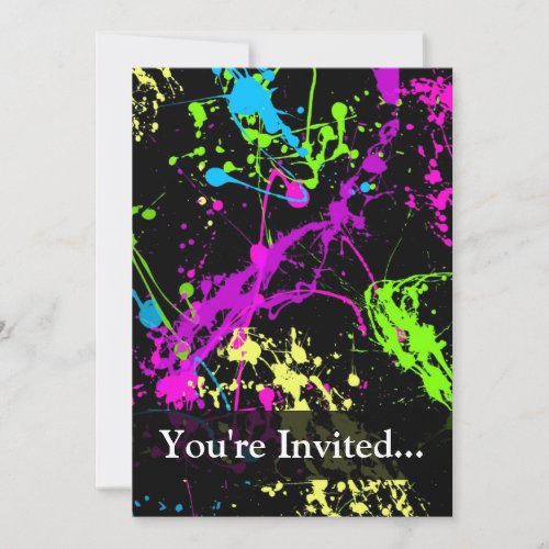 Personalized BlackNeon Splatter Invitation