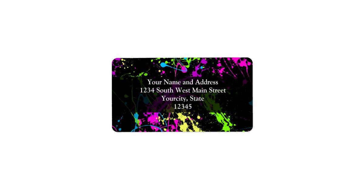 Personalized Black/Neon Splatter Label | Zazzle