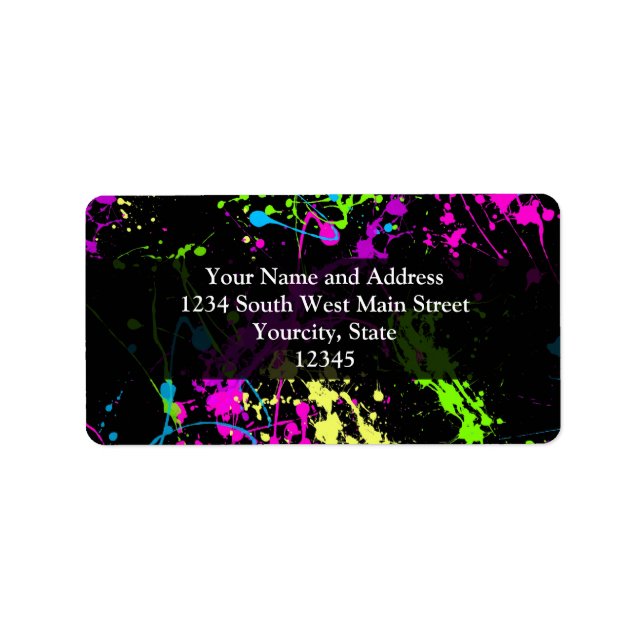 Personalized Black/Neon Splatter Label (Front)
