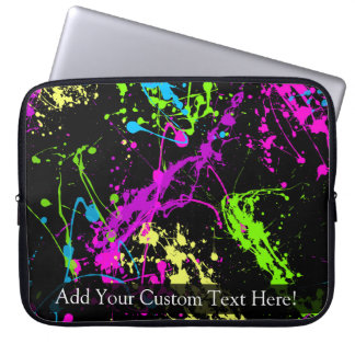 Personalized Black/Neon Splatter Laptop Sleeve