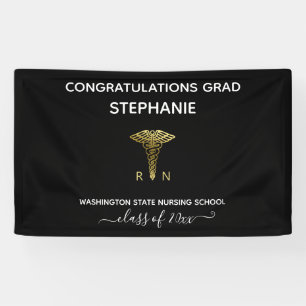 Personalized Black Nursing School Graduation  Banner