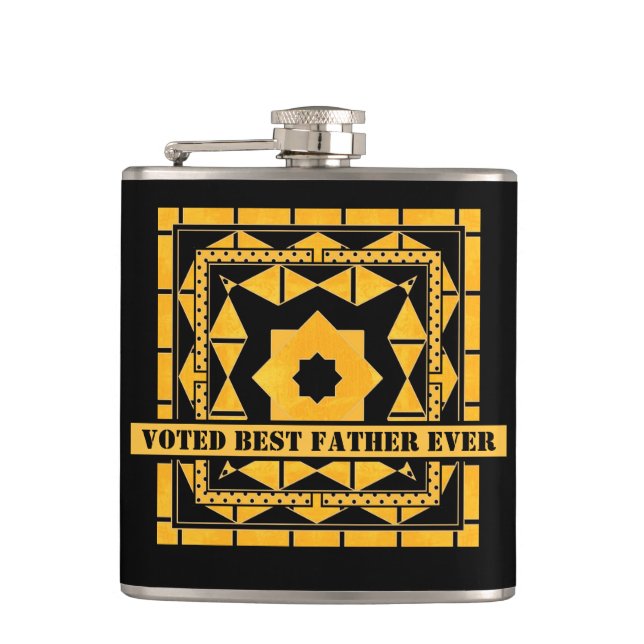 Personalized Black Ocher Father's Day Flask (Front)