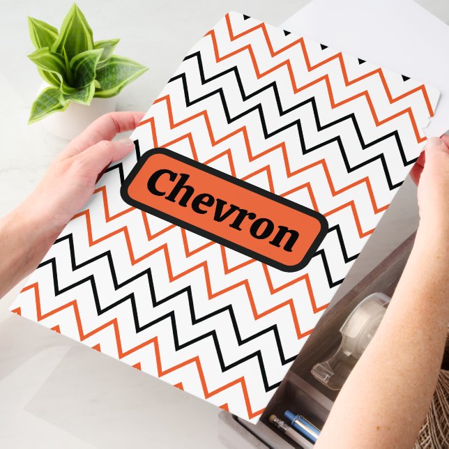 Personalized Black Orange Chevron Zigzag Envelope Mailers (Desk)