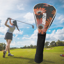 Personalized Black Orange Floral Monogrammed