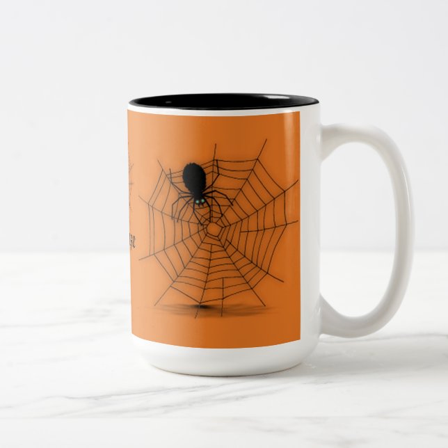 Personalized Black & Orange Spider Web  Mug (Right)