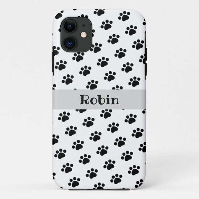 Personalized Black Paw Print Pattern Case-Mate iPhone Case (Back)