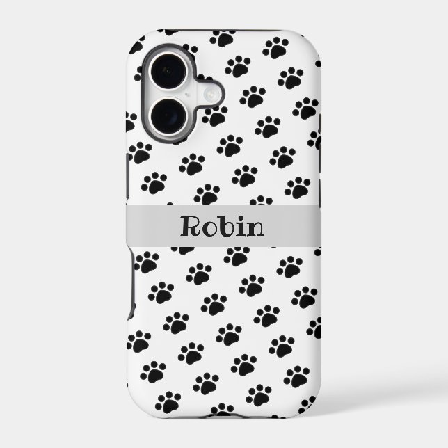 Personalized Black Paw Print Pattern Case-Mate iPhone Case (Back)