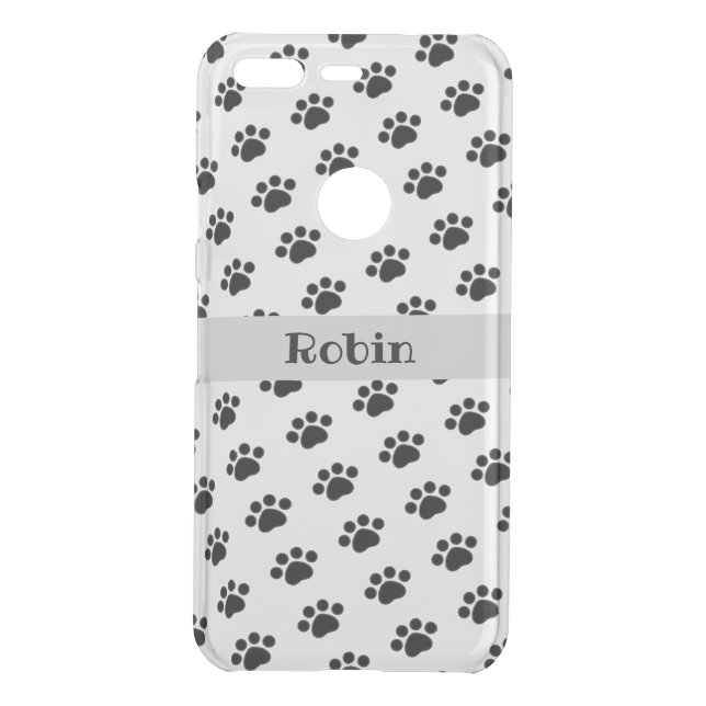 Personalized Black Paw Print Pattern Uncommon Google Pixel Case (Back)