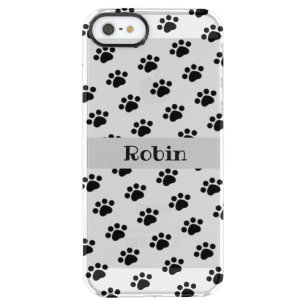 Personalized Black Paw Print Pattern Clear iPhone SE/5/5s Case