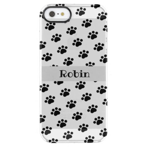 Personalized Black Paw Print Pattern Clear iPhone SE55s Case