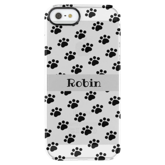 Personalized Black Paw Print Pattern Uncommon iPhone Case (Back)