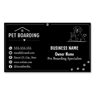 Personalized Black Pet Boarding  Business Card Magnet