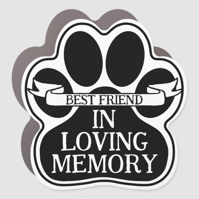 Personalized Black Pet Memorial Paw Car Magnet (Front)