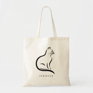 Personalized Black Pet Paw Custom Cute Cat Tote Bag