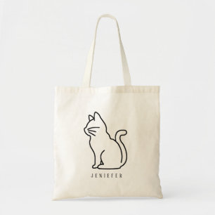 Personalized Black Pet Paw Custom Cute Cat Tote Bag