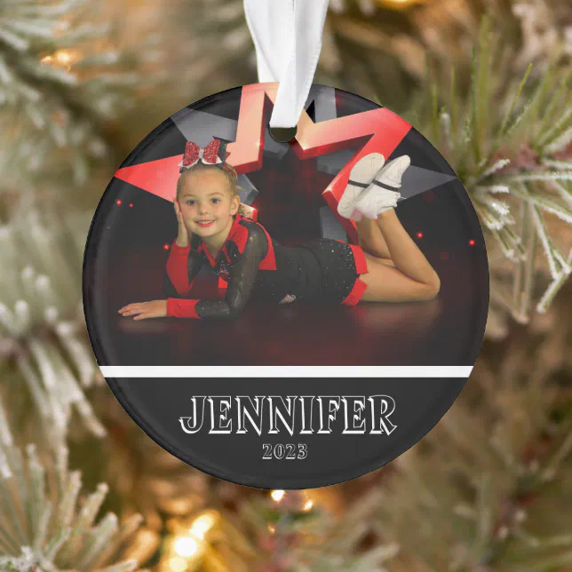 Personalized Black Photo Cheerleading Ornament Zazzle
