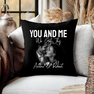 Personalized Black Photo Couple 'You and Me' Throw Pillow