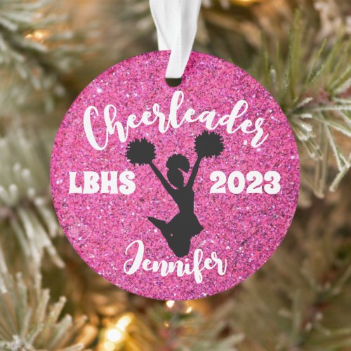 Personalized Black  Pink Cheerleading Ornament 