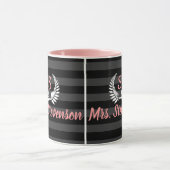 Personalized Black Pink Laurel Monogram Womens Mug (Center)