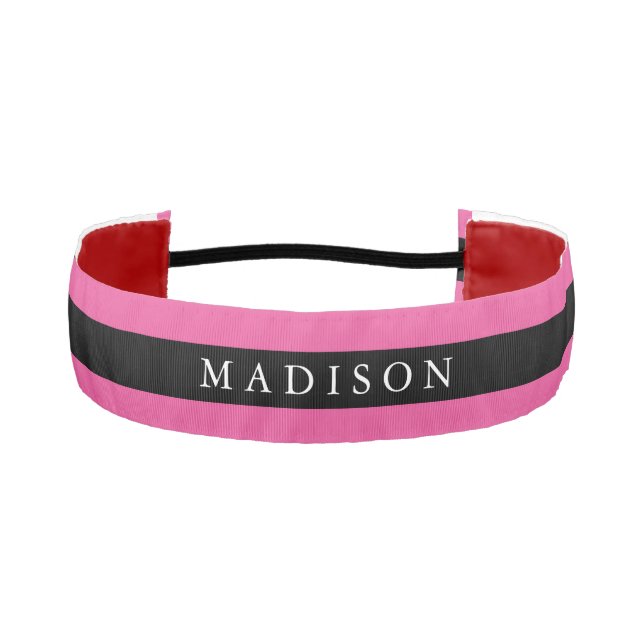 Personalized Black Pink Non Slip Headband for Girl (Front)