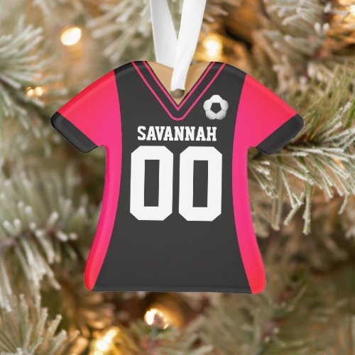 Personalized Black/Pink Soccer Jersey Ornament