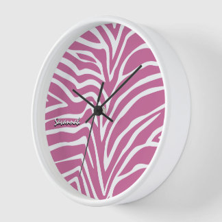 Personalized Black Pink Zebra Any Color Wall Clock