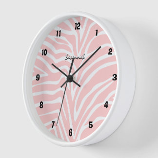 Personalized Black Pink Zebra Any Color Wall Clock