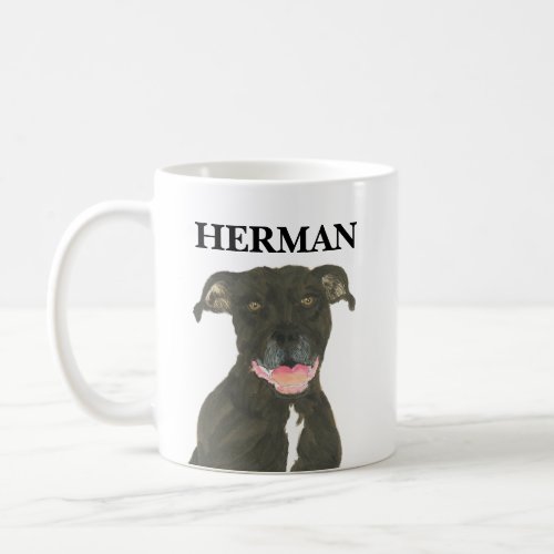 Personalized Black Pitbull Staffy Dog Coffee Mug