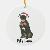 Personalized Black Pitbull Staffy Santa Hat Bowtie