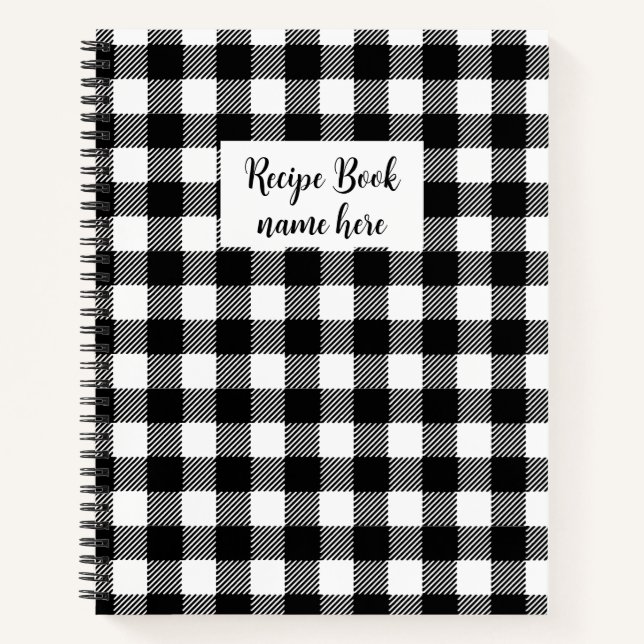 Personalized Black Plaid Recipe Book (Front)
