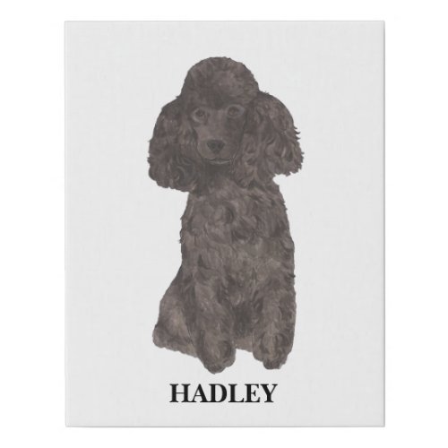 Personalized Black Poodle Faux Canvas Print