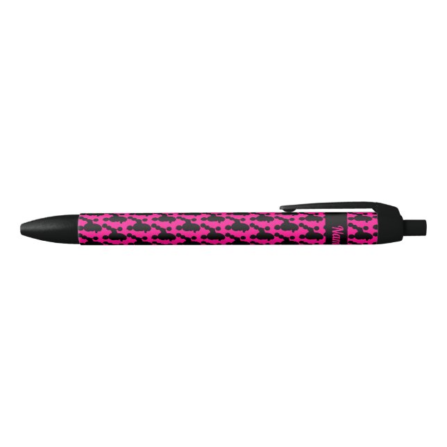 Personalized Black Poodle on Pink Pen (Top)