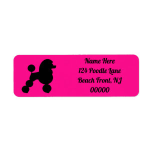Personalized Black Poodle on Pink Return Address Label