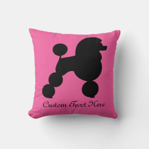 Personalized Black Poodle on Pink Throw Pillow