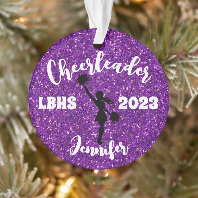 Personalized Black & Purple Cheerleading Ornament  (Tree)
