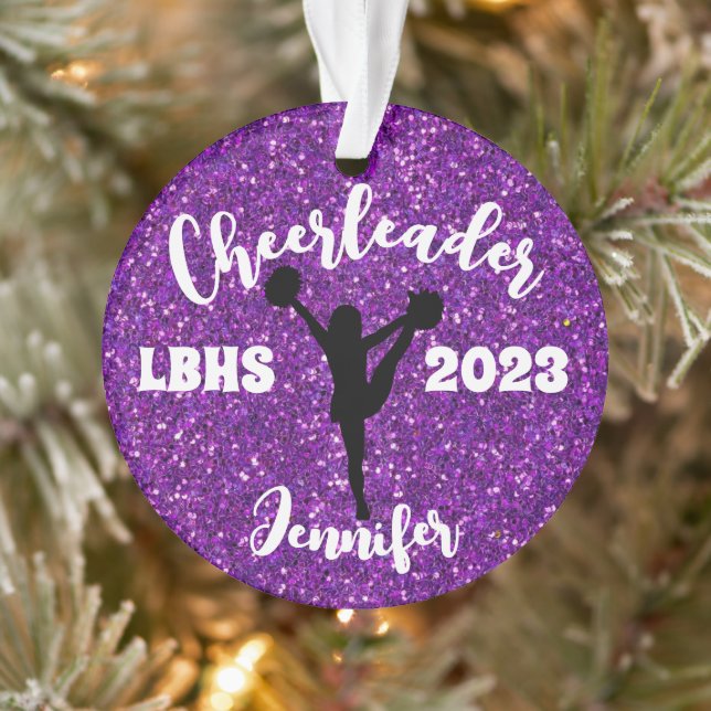 Personalized Black & Purple Cheerleading Ornament  (Tree)
