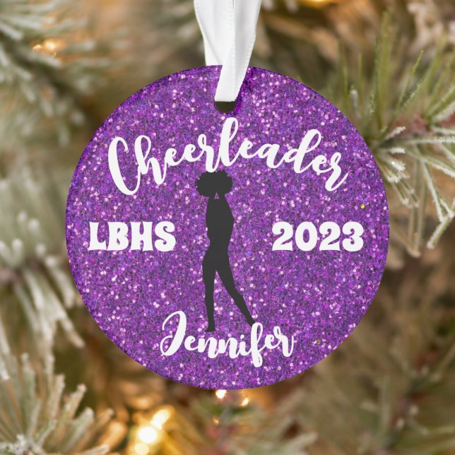 Personalized Black & Purple Cheerleading Ornament  (Tree)